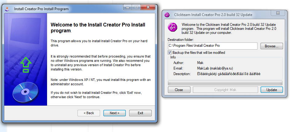Clickteam Installer Creator Pro 2.0 Installer Wizards for build 32