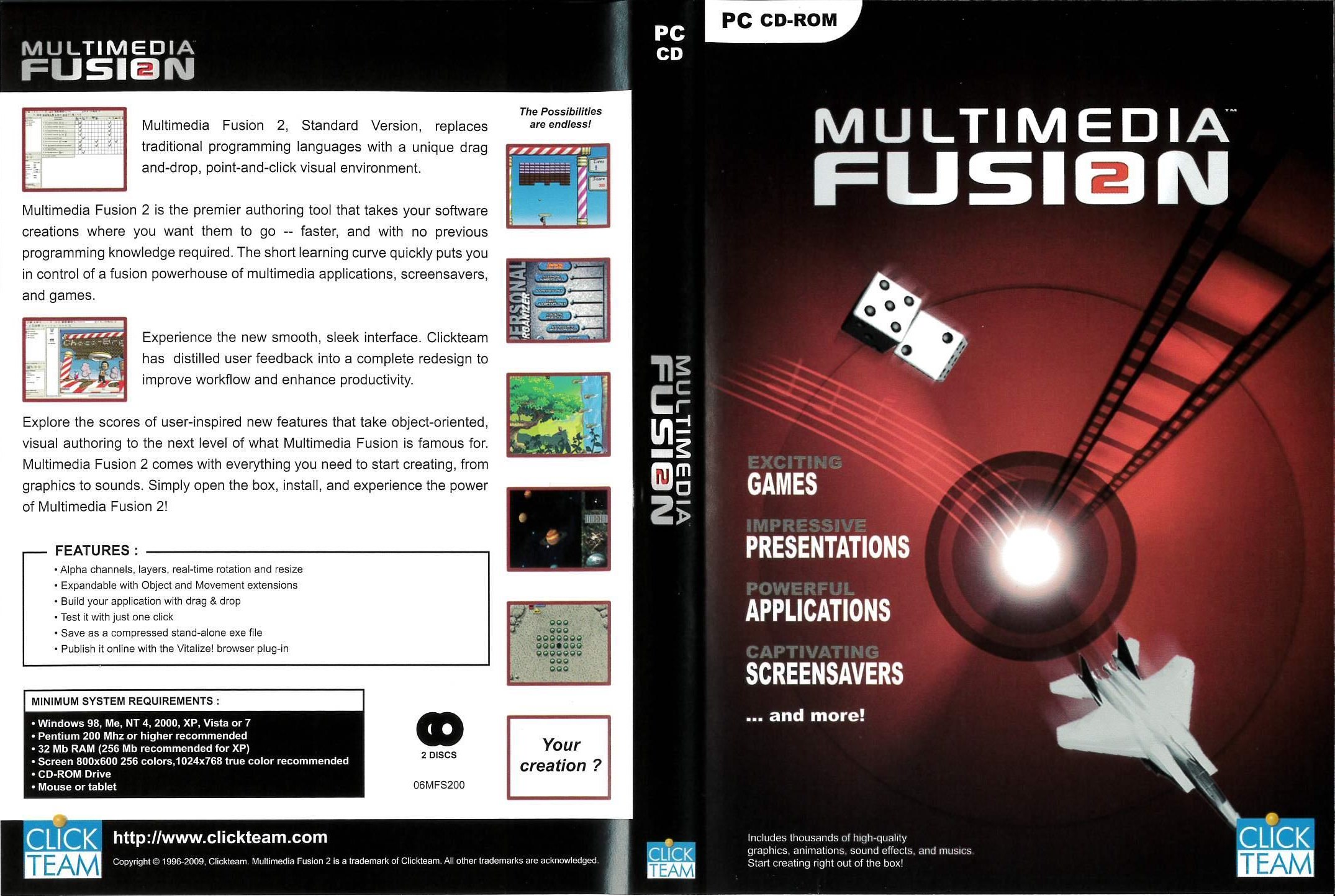 Multimedia Fusion 2 Standard CD-ROM Front and Back Cover